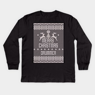 Merry Christmas DRUMMER Kids Long Sleeve T-Shirt